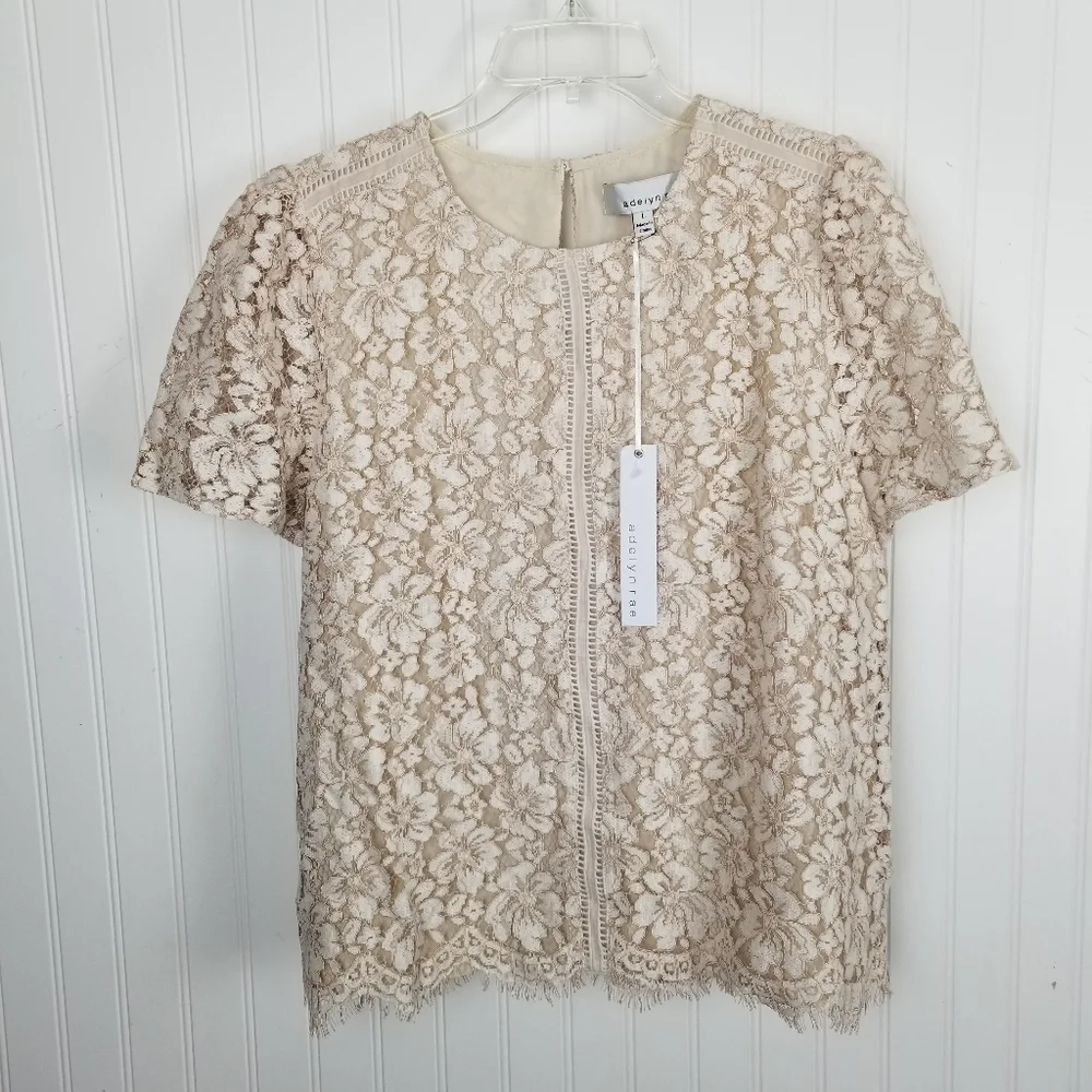 Adelyn Rae NWT Womens Lace Overlay Top Size Large Romantic Cottagecore Prairie - Picture 10 of 10